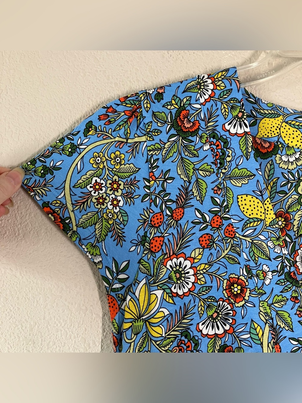 BODEN Fit & Flare Jersey Midi Dress 10 NEW Floral Fruit Euro Summer Vacation - Picture 5 of 15